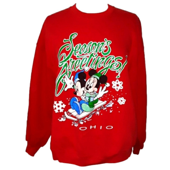 Vintage Disney Mickey Mouse Sweatshirt Minnie oversized Slouchy UGLY Christma… - Picture 1 of 6